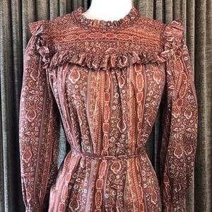 DÔEN Burgundy Calico Prairie Dress